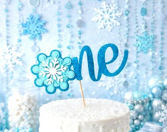 Frozen Birthday Cake Topper: Snowflake First Birthday Centerpiece