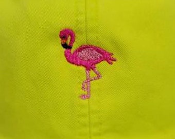 Geborduurde flamingo-honkbalhoed