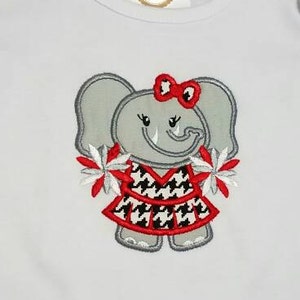 Alabama Elephant Cheerleader Appliqué  Girls shirt