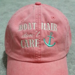 Boat Hair Don't Care Baseball Hat image 1