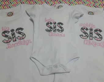 Custom Big Sister Little Sister Appliqué Shirts