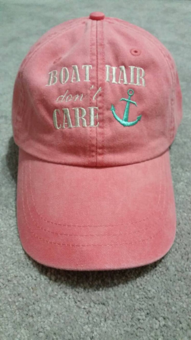 Boat Hair Don't Care Baseball Hat image 1