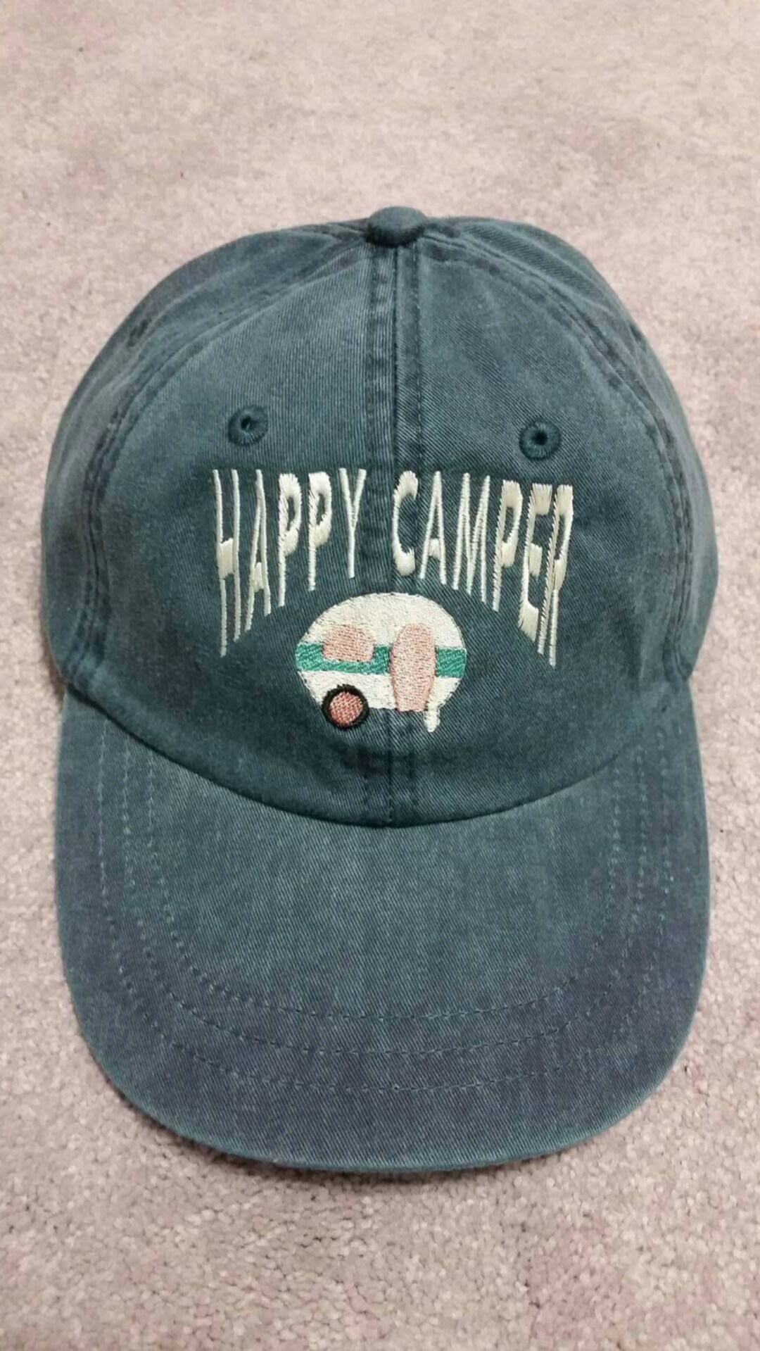 Pop-Up Camper Themed Baseball Hat - Adjustable Structured Cap With Embroidery