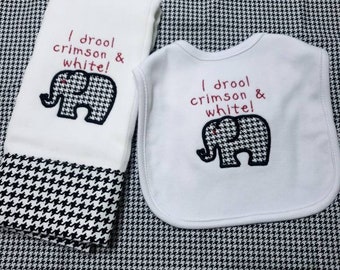 Alabama baby diaper burp cloth and bib set