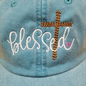 Blessed with cross embroidered baseball hat
