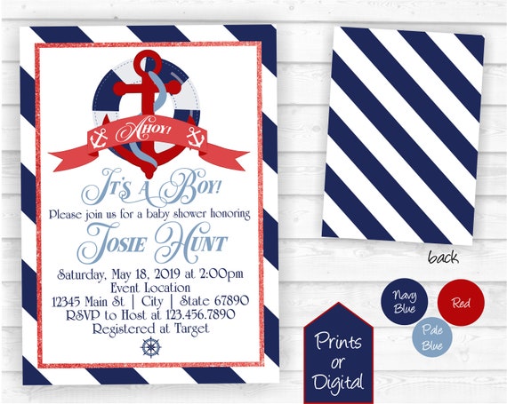 anchor baby shower invitations
