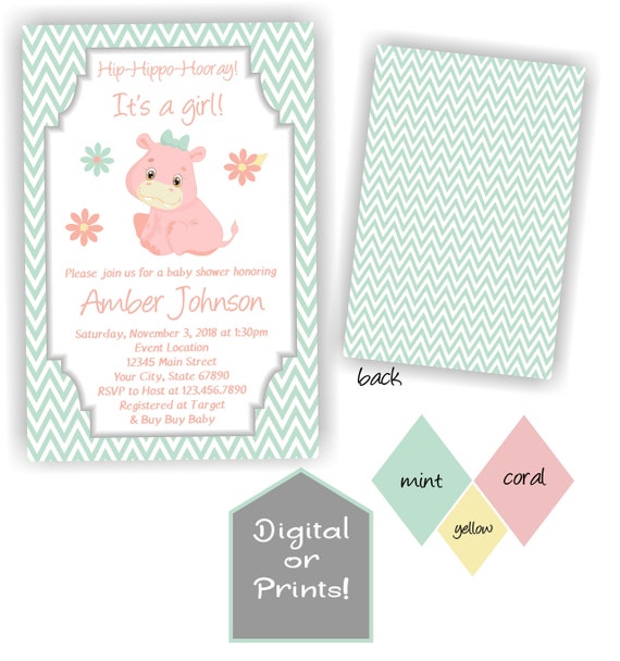 hippo baby shower invitations