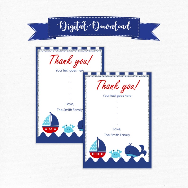 Nautical Baby Shower Invitation Package Digital Download Etsy