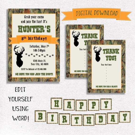 Forfait D Invitation D Anniversaire De Chasse Etsy Forfait D Invitation D Anniversaire De Chasse Etsy