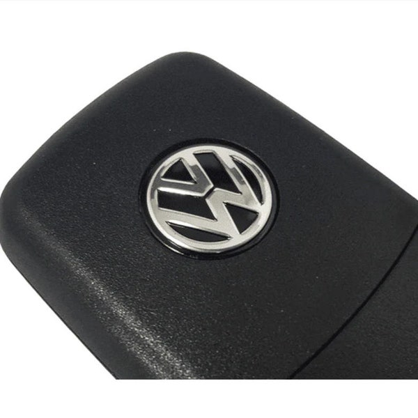 VW Volkswagen porte-clés Logo à distance Badge en métal autocollant emblème 3D en relief 14 mm de haute qualité de remplacement