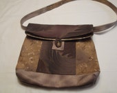 Beige and Purple Quilted Shoulder Bag