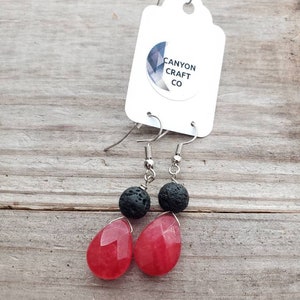 Essential oils lava bead earrings,chalcedony,dangle,drop jewelry,young living,doterra,oily mamas,crunchy,holistic,smell,eos,mothers day