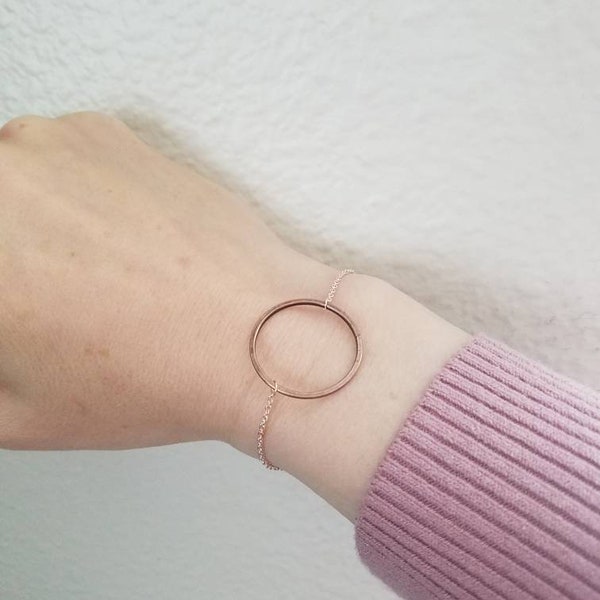 Antique copper rose gold colored pink circle pendant bracelets,round,geometric shapes jewelry,womens fashion,western wear,adjustable,simple