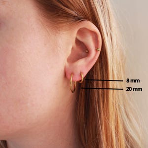 Waterproof Gold Huggies Hoops | 18K Gold PVD Stainless Steel Earrings | Non Tarnish Shower, Ocean, Pool | Life Proof Hoops | Lightweight