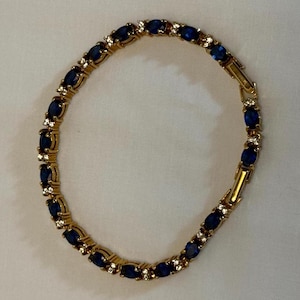 Vintage Avon Faux Blue Sapphire Tennis Bracelet 7&quot; With 1 1/4&quot;Extender