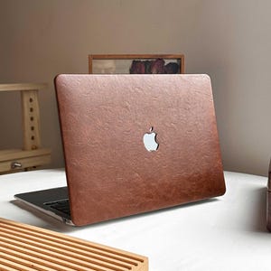 Chestnut brown Leather Case for All New MacBook M4 Air 13" 2025 A2681 A3113 Pro 13 A2338 Pro 14 15 2021 Pro 16 inch Laptop Case Gift For Dad image 4