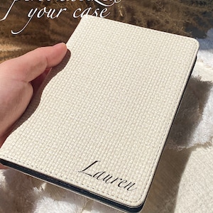 Personalized Beige Woven Leather paperwhite 6.8 case All kindle paperwhite 2021/2022 case kindle case paperwhite cover kindle 10th 11th image 1