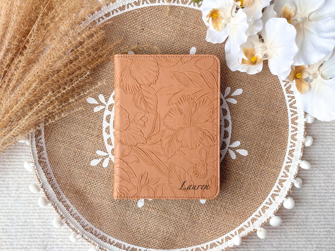 ブラウンのレトロフローラル柄ヴィーガンレザー Kindle 2024 第12世代