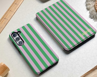 Green Stripe Personalization All New Kindle 12th Gen 2024 Case Paperwhite 6.8" 2021 Cover Case Kobo Clara Case Custom Initials Gift For Mom