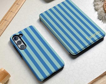 Blue Stripe Personalization All New Kindle 12th Gen 2024 Case Paperwhite 6.8" 2021 Cover Case Kobo Clara Case Custom Initials Gifts For Mom