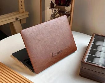 Chestnut brown Leather Case for All New MacBook M4 Air 13" 2025 A2681 A3113 Pro 13 A2338 Pro 14 15 2021 Pro 16 inch Laptop Case Gift For Dad