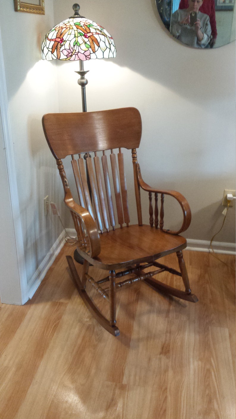 Antique Oak Bentwood Rocker / Rocking Chair Etsy