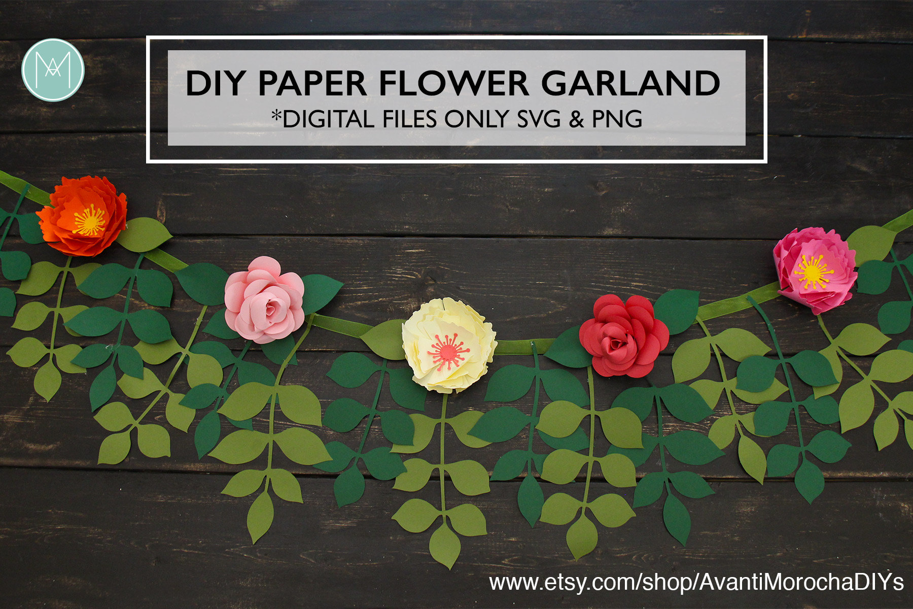 Paper flower garland template online