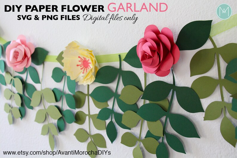 DIY Paper Flower Garland Patterns SVG and PNG Cricut Cameo Etsy Canada