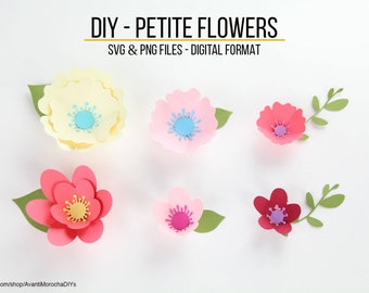 DIY Petite Paper Flowers - SVG and PNG  Files - Digital Format