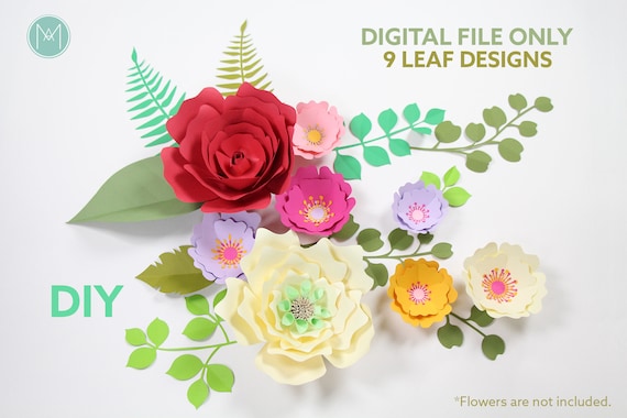 DIY Set de Hojas para Flores de papel gigantes SVG and PDF - Etsy España DIY Set de Hojas para Flores de papel gigantes SVG and PDF - Etsy España