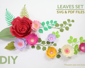 DIY Set de Hojas para Flores de papel gigantes SVG and PDF - Etsy España DIY Set de Hojas para Flores de papel gigantes SVG and PDF - Etsy España