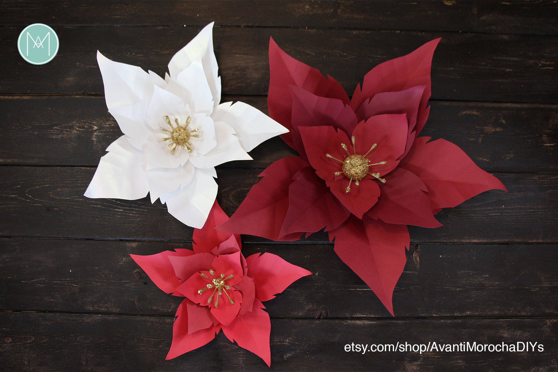 DIY Paper Poinsettia Nochebuenas De Papel PATTERNS - Etsy DIY Paper Poinsettia Nochebuenas De Papel PATTERNS - Etsy
