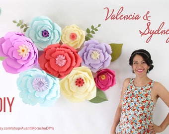 DIY Giant Paper Flower Patterns & Video Tutorial - Valencia and Sydney PDF, svg, png