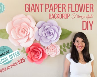 Giant Paper Flower - Firenze Style (PATTERNS + VIDEO TUTORIALS) pdf, svg and png files