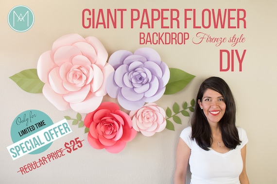 Giant Paper Flower - Firenze Style (PATTERNS + VIDEO TUTORIALS) pdf, svg and png files