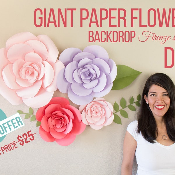 Giant Paper Flower - Firenze Style (PATTERNS + VIDEO TUTORIALS) pdf, svg and png files