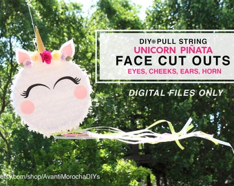 DIY Pull String Unicorn Piñata CUT OUTS - pdf, svg and png files - Digital files