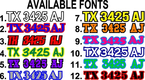 CUSTOM STONE Custom Boat Registration Number Decals Vinyl Lettering Stickers