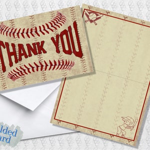 Biglietto di ringraziamento vintage da baseball; Carta piegata; Cartolina
