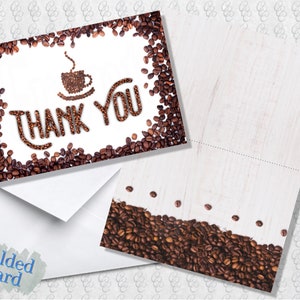Obrigado do feijão de café você cartões; Em branco; Amante de café; Cafeína; Cartão Dobrado; Cartão postal