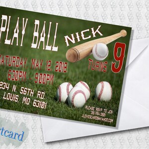 Invito di baseball; biglietto piegato; cartolina
