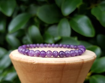 Dark Plum Jade beaded Gemstone Bracelet, Lavender Birthday Gift For Men And Women, Healing Chakra Crystal Boho Jewelry.