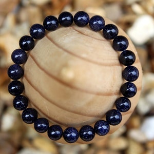 Blue Goldstone Bracelet, Goldstone Bracelet, Blue Bracelet, Beaded Bracelet, Gemstone Bracelet, Yoga bracelet, Men&#39;s/Women&#39;s Bracelet