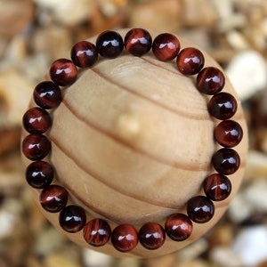 Pulsera de ojo de tigre rojo, pulsera de ojo de tigre, pulsera de cuentas rojas, pulsera de yoga, pulsera de piedras preciosas, pulsera de cuentas, pulsera para hombres/mujeres