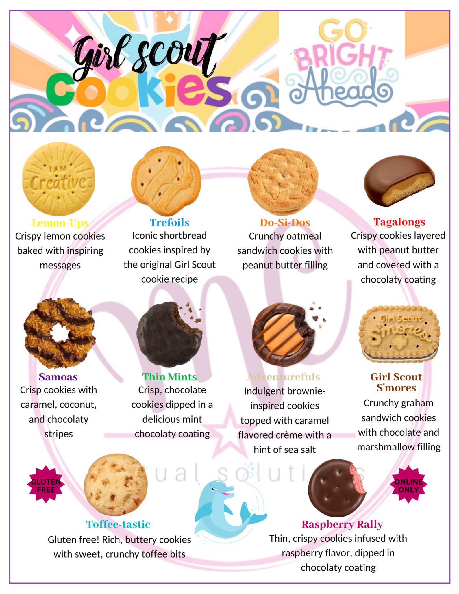 Girl Scout Cookie Flyer 2023 Go Bright Ahead Design Little Etsy