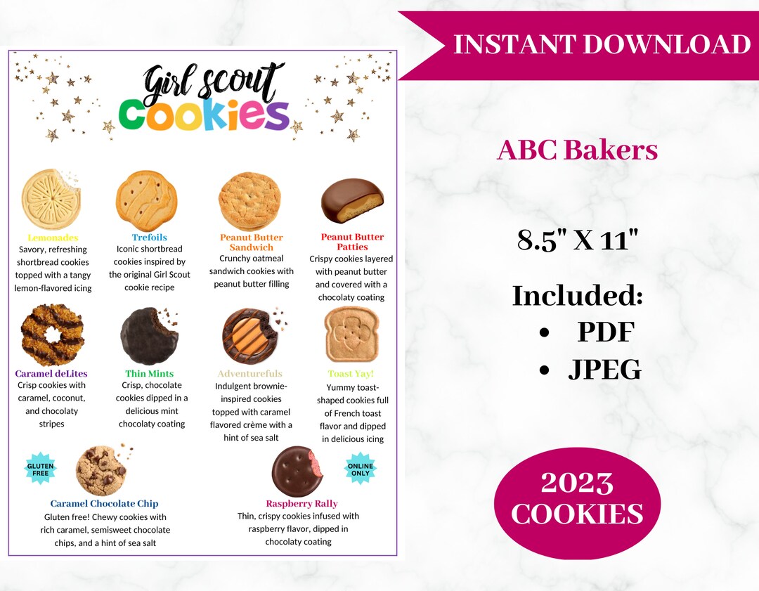 ABC Bakers Girl Scout Cookie Flyer 2023 Digital Download - Etsy