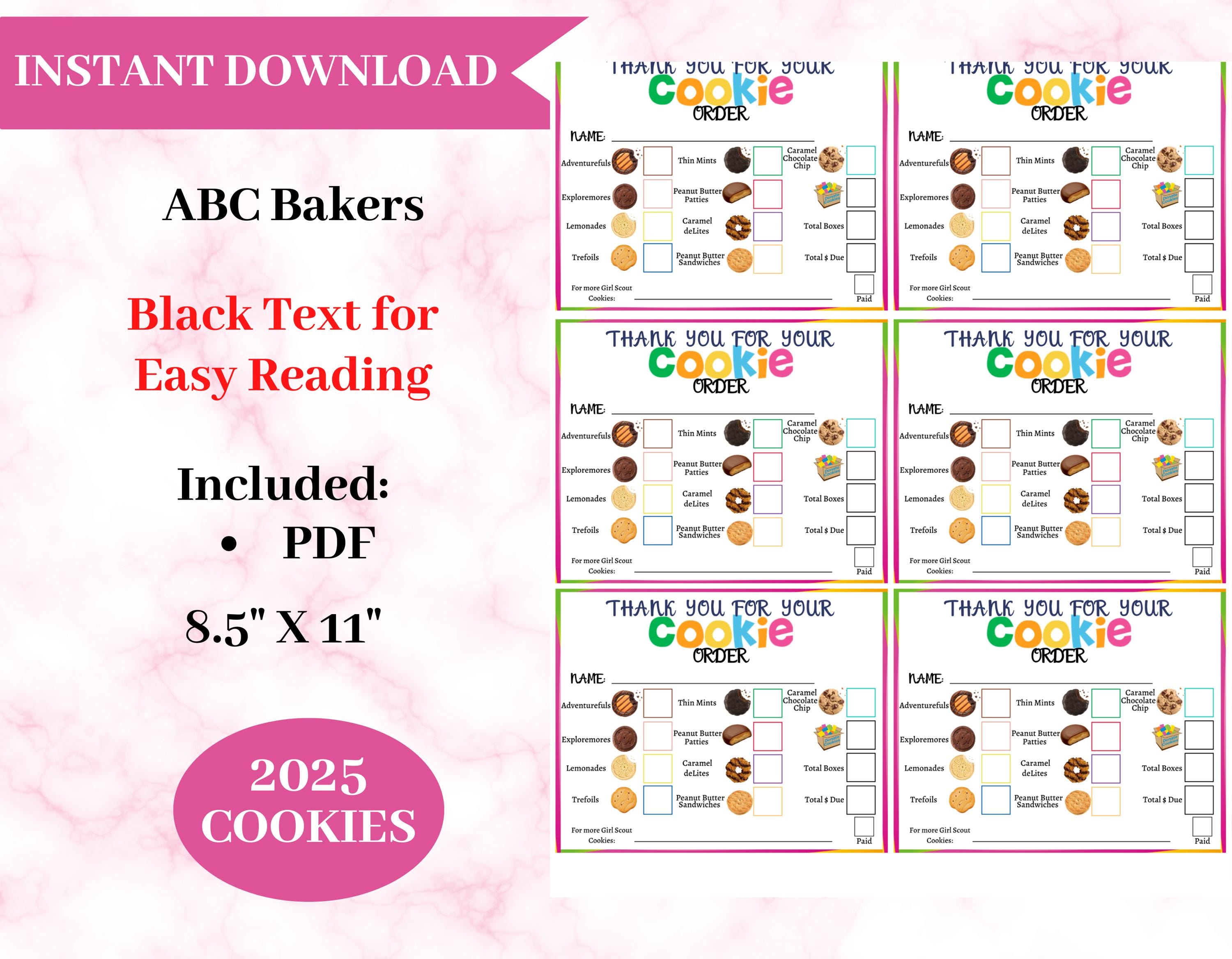 ABC Bakers - Girl Scouts Thank You Slips for Your Girl Scout Cookie ...