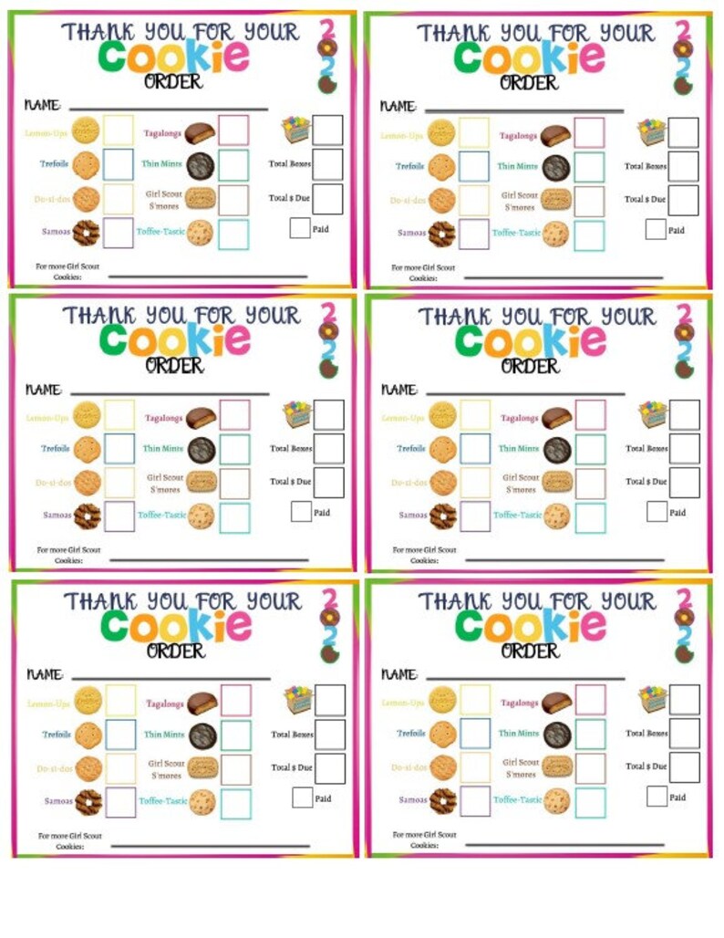 Girl Scouts Thank You for Your Girl Scout Cookie Order Receipt | Etsy