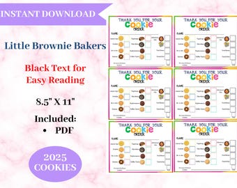 Recibo de agradecimiento por su pedido de galletas de Girl Scouts - Nombres en texto negro - 2025 - *Nuevo Exploremores*