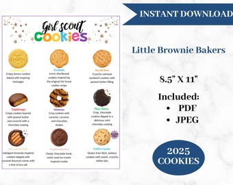 Girl Scout Cookie Flyer 2025 Digitale download Little Brownie Bakers *Nieuwe Exploremores*